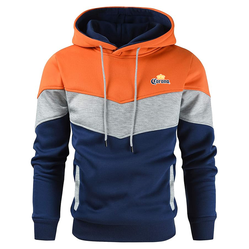 Men's Corona Gesean Novelty Color Block Pullover Fleece Hoodie Long Sleeve Casual Sweatshirt with Pocket