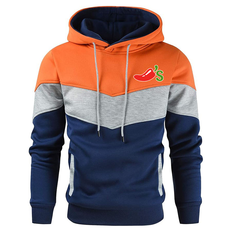 Men's Chilis Gesean Novelty Color Block Pullover Fleece Hoodie Long Sleeve Casual Sweatshirt with Pocket