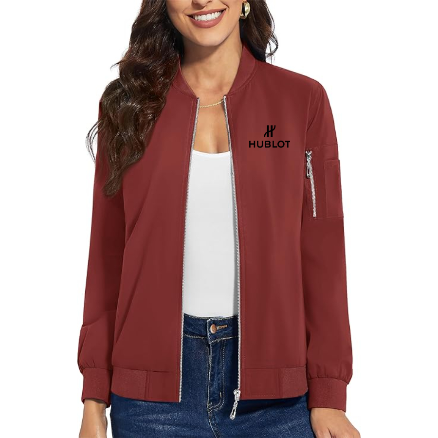 Women's Hublot  Premium Bomber Jacket with Polished Detailing and Functional Sleeve Pocket Modern Luxury Outerwear