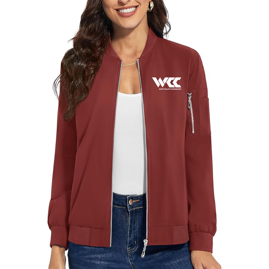 Women's West Coast Conference Premium Bomber Jacket with Polished Detailing and Functional Sleeve Pocket Modern Luxury Outerwear