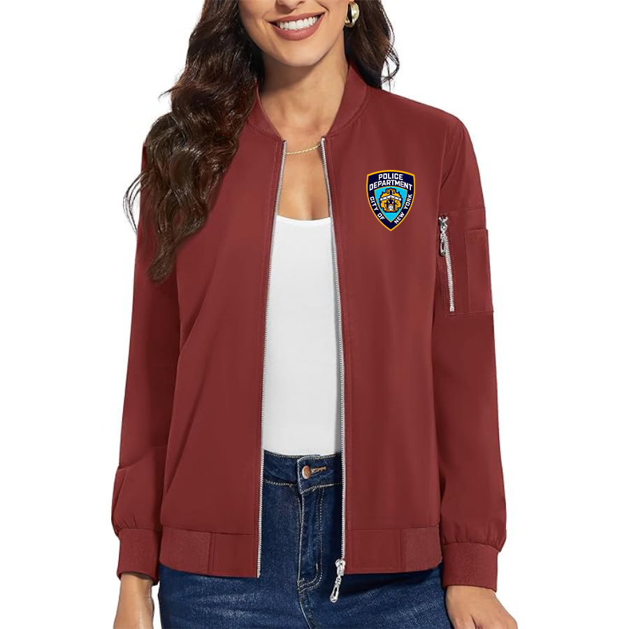 Women's NYPD Premium Bomber Jacket with Polished Detailing and Functional Sleeve Pocket Modern Luxury Outerwear