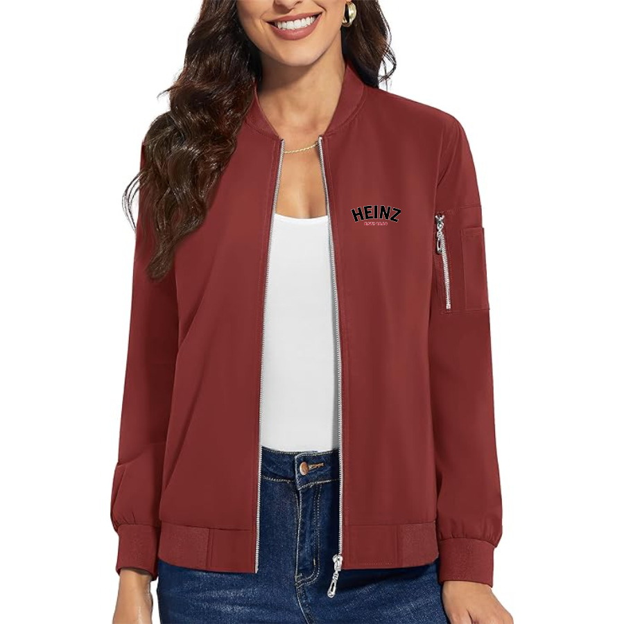 Women's HEINZ Premium Bomber Jacket with Polished Detailing and Functional Sleeve Pocket Modern Luxury Outerwear
