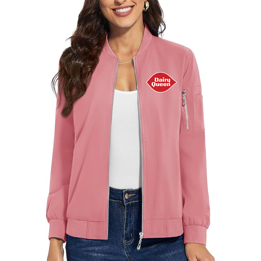 Women's Dairy Queen Premium Bomber Jacket with Polished Detailing and Functional Sleeve Pocket Modern Luxury Outerwear