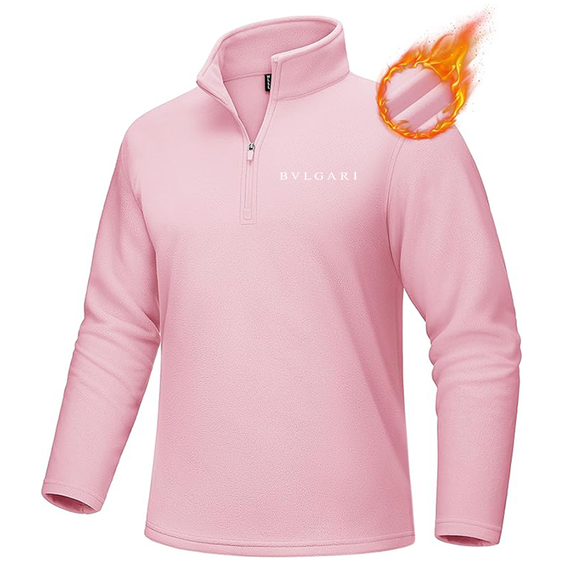 Men's BVLGARI MAGCOMSEN Quarter-Zip Pullover Polar Fleece Sweatshirt Stand Collar Long Sleeve Shirt for Men Thermal Winter Fall