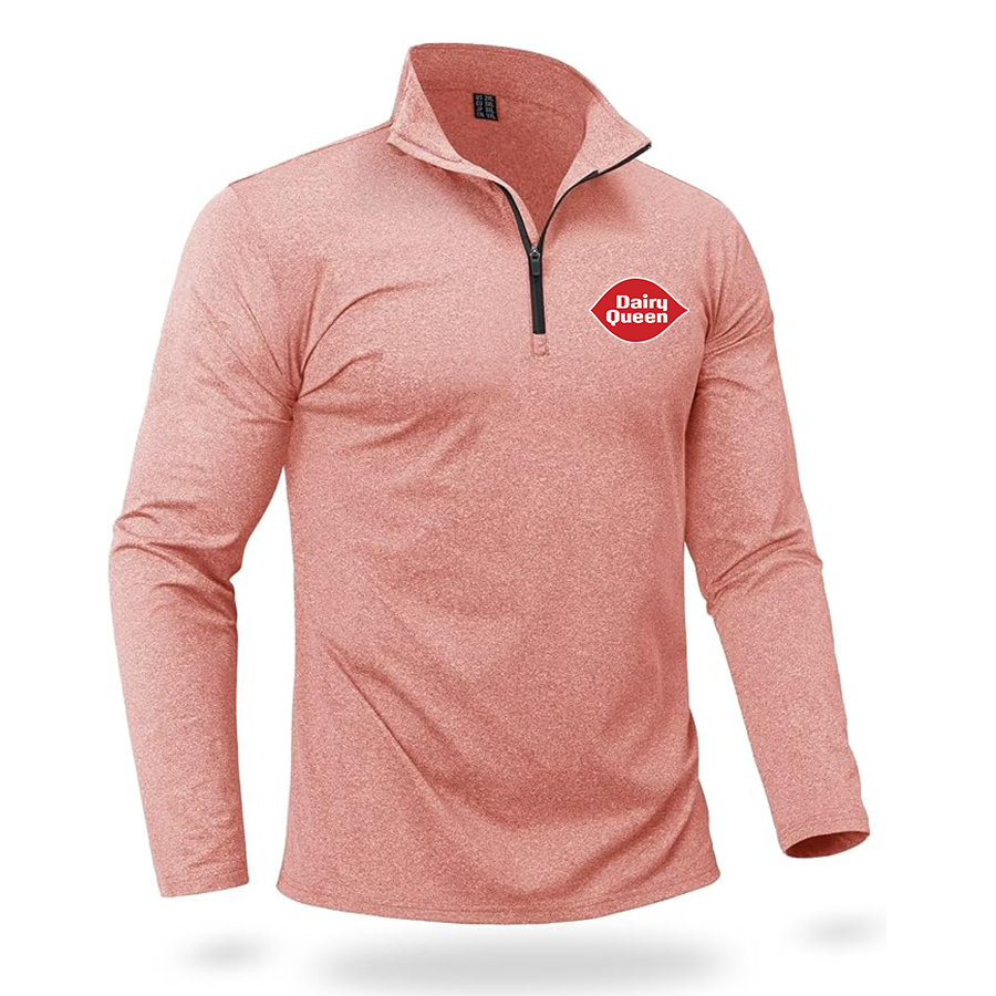 Men's Dairy Queen Quarter Zip Pullover Premium Fleece Lined Heather Long Sleeve Golf Shirts Midweight 1/4 Half Zip Sweatshirts