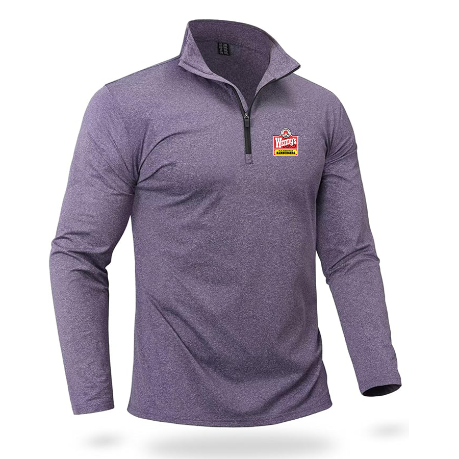 Men's Wendy's  Quarter Zip Pullover Premium Fleece Lined Heather Long Sleeve Golf Shirts Midweight 1/4 Half Zip Sweatshirts