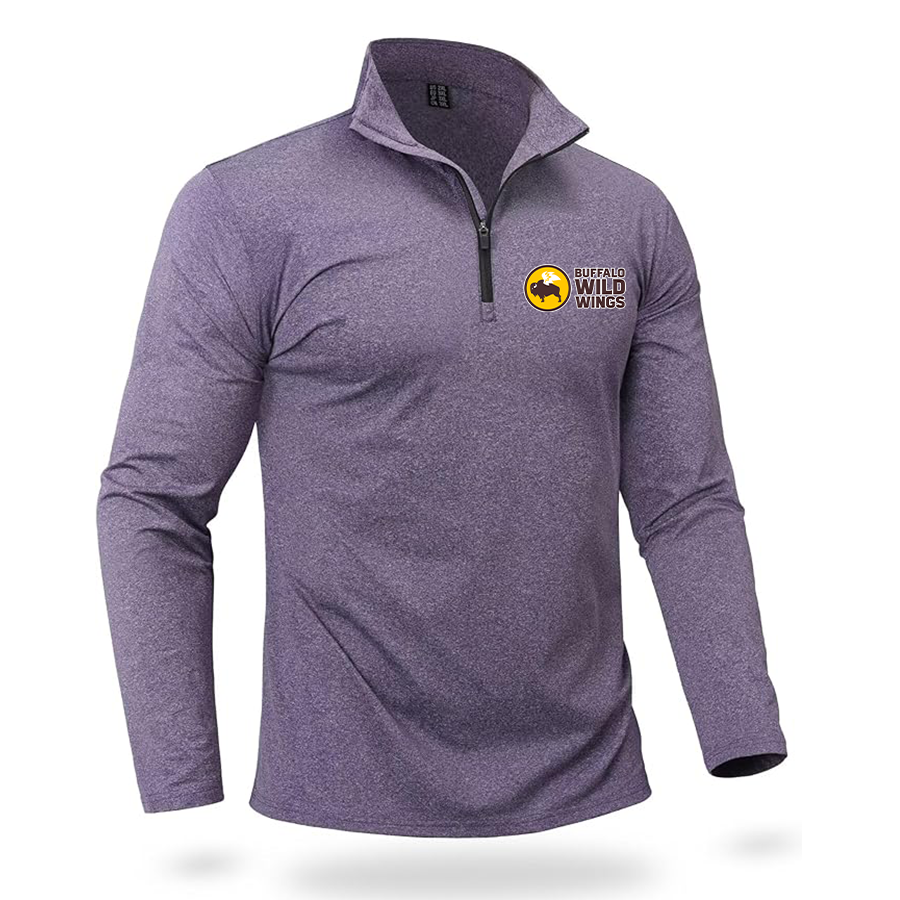 Men's Buffalo Wild Wings Quarter Zip Pullover Premium Fleece Lined Heather Long Sleeve Golf Shirts Midweight 1/4 Half Zip Sweatshirts