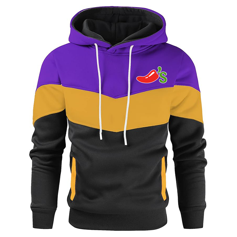 Men's Chilis Gesean Novelty Color Block Pullover Fleece Hoodie Long Sleeve Casual Sweatshirt with Pocket