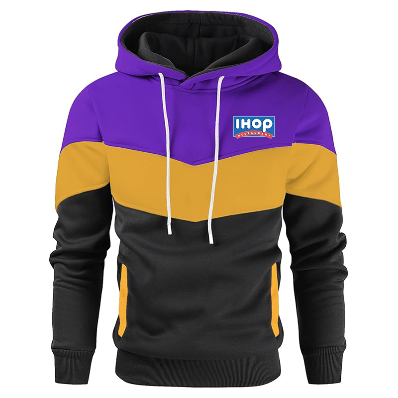 Men's ihop Gesean Novelty Color Block Pullover Fleece Hoodie Long Sleeve Casual Sweatshirt with Pocket