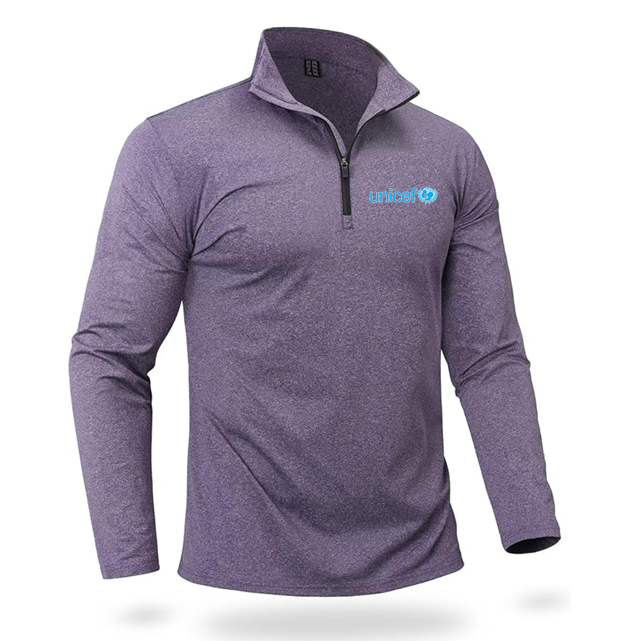 Men's UNICEF Quarter Zip Pullover Premium Fleece Lined Heather Long Sleeve Golf Shirts Midweight 1/4 Half Zip Sweatshirts