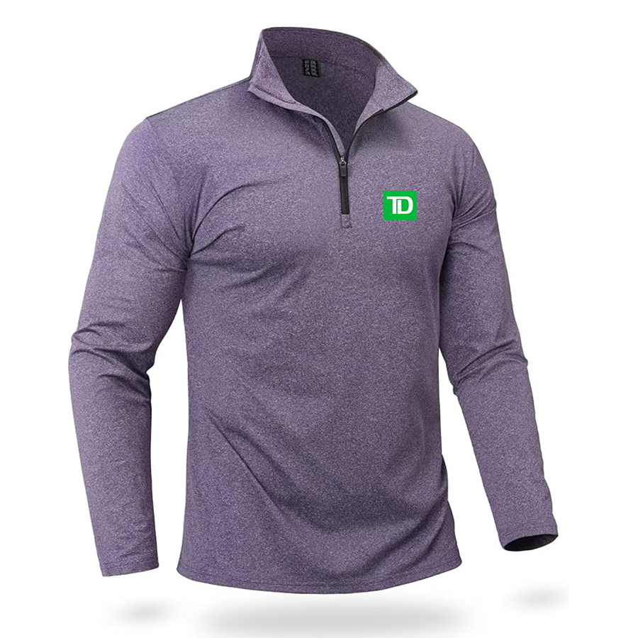 Men's TD Bank Quarter Zip Pullover Premium Fleece Lined Heather Long Sleeve Golf Shirts Midweight 1/4 Half Zip Sweatshirts