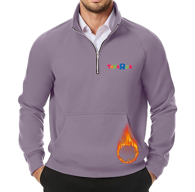 Men's Toys R Us JMIERR  Quarter Zip Pullover Heavy Sweatshirts Warm Fleece Sweatshirt Polo