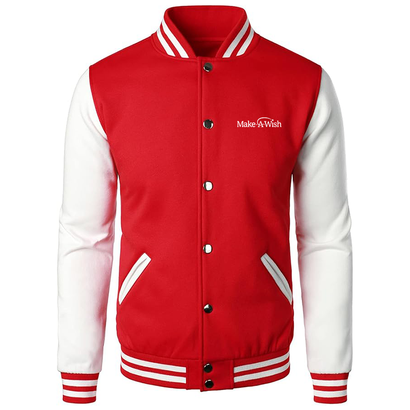Men's Make-A-Wish  Varsity Baseball Jacket Cotton Blend Letterman Jackets