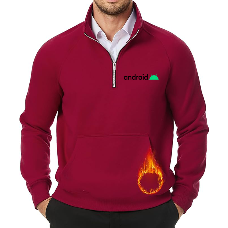 Men's Android  JMIERR  Quarter Zip Pullover Heavy Sweatshirts Warm Fleece Sweatshirt Polo
