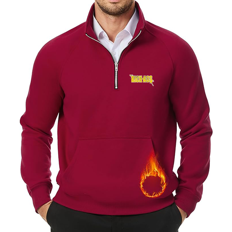 Men's Kick-Ass JMIERR  Quarter Zip Pullover Heavy Sweatshirts Warm Fleece Sweatshirt Polo