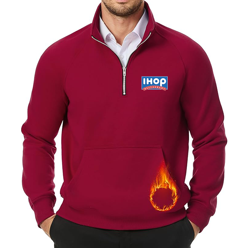 Men's ihop JMIERR  Quarter Zip Pullover Heavy Sweatshirts Warm Fleece Sweatshirt Polo