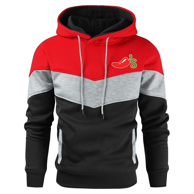 Men's Chilis Gesean Novelty Color Block Pullover Fleece Hoodie Long Sleeve Casual Sweatshirt with Pocket