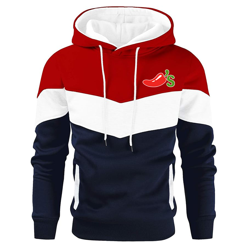 Men's Chilis Gesean Novelty Color Block Pullover Fleece Hoodie Long Sleeve Casual Sweatshirt with Pocket