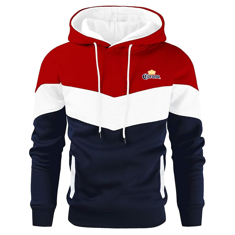 Men's Corona Gesean Novelty Color Block Pullover Fleece Hoodie Long Sleeve Casual Sweatshirt with Pocket
