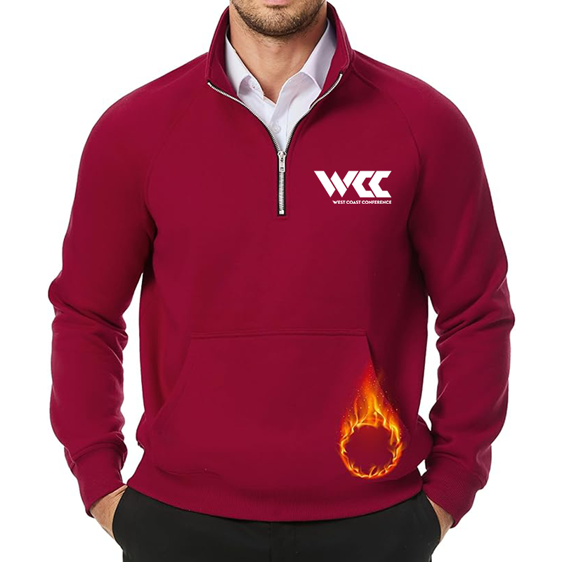 Men's West Coast Conference JMIERR  Quarter Zip Pullover Heavy Sweatshirts Warm Fleece Sweatshirt Polo
