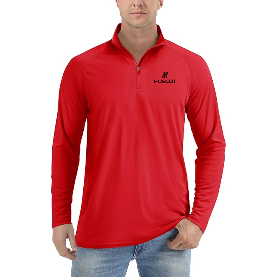 Men's Hublot Lightweight Quarter-Zip Athletic Shirt Long Sleeve Performance Wear