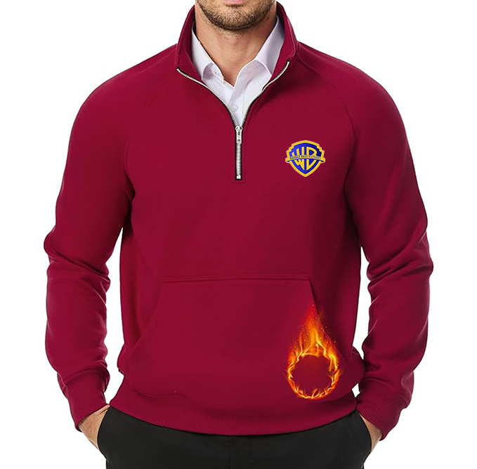 Men's Warner Bros JMIERR  Quarter Zip Pullover Heavy Sweatshirts Warm Fleece Sweatshirt Polo