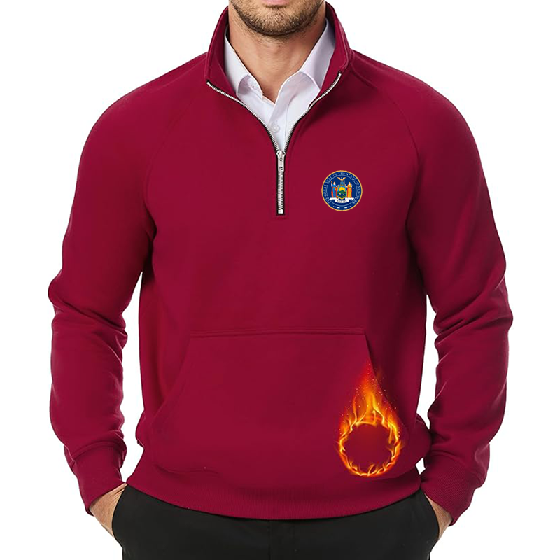 Men's New York  JMIERR  Quarter Zip Pullover Heavy Sweatshirts Warm Fleece Sweatshirt Polo