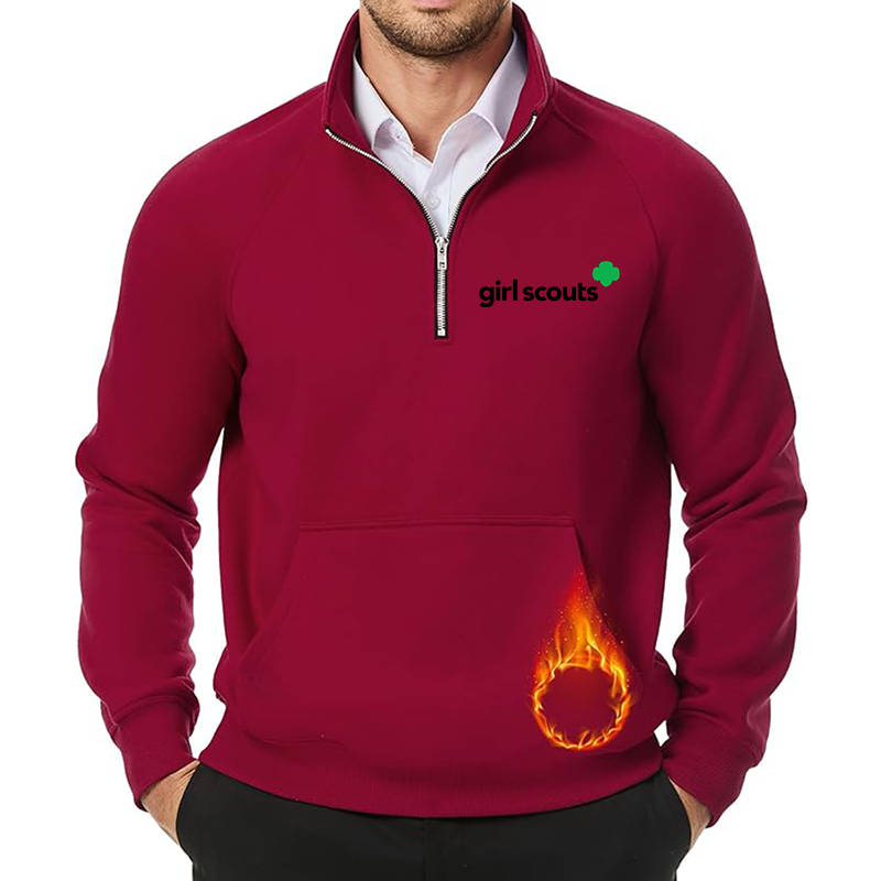 Men's Girl Scouts JMIERR  Quarter Zip Pullover Heavy Sweatshirts Warm Fleece Sweatshirt Polo