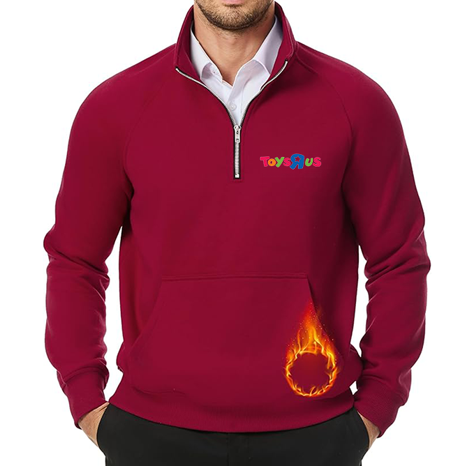 Men's Toys R Us JMIERR  Quarter Zip Pullover Heavy Sweatshirts Warm Fleece Sweatshirt Polo