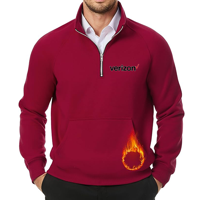 Men's Verizon JMIERR  Quarter Zip Pullover Heavy Sweatshirts Warm Fleece Sweatshirt Polo
