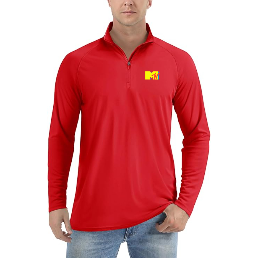 Men's M.T.V Lightweight Quarter-Zip Athletic Shirt Long Sleeve Performance Wear