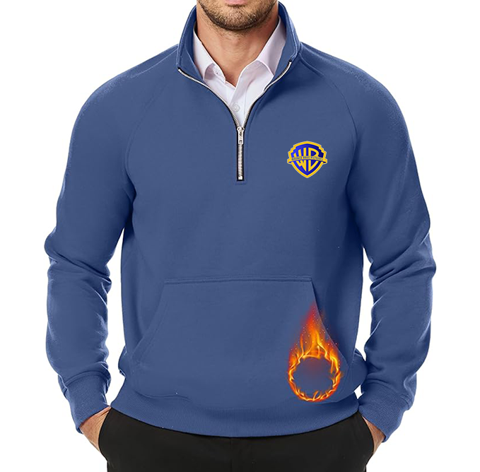 Men's Warner Bros JMIERR  Quarter Zip Pullover Heavy Sweatshirts Warm Fleece Sweatshirt Polo