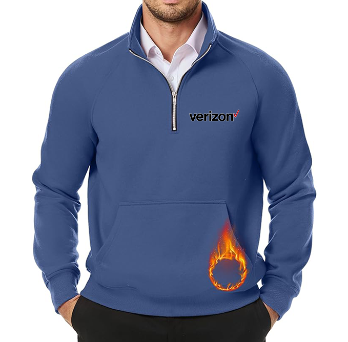 Men's Verizon JMIERR  Quarter Zip Pullover Heavy Sweatshirts Warm Fleece Sweatshirt Polo