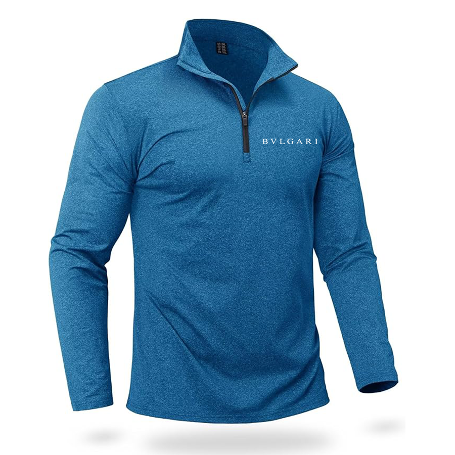 Men's BVLGARI Quarter Zip Pullover Premium Fleece Lined Heather Long Sleeve Golf Shirts Midweight 1/4 Half Zip Sweatshirts