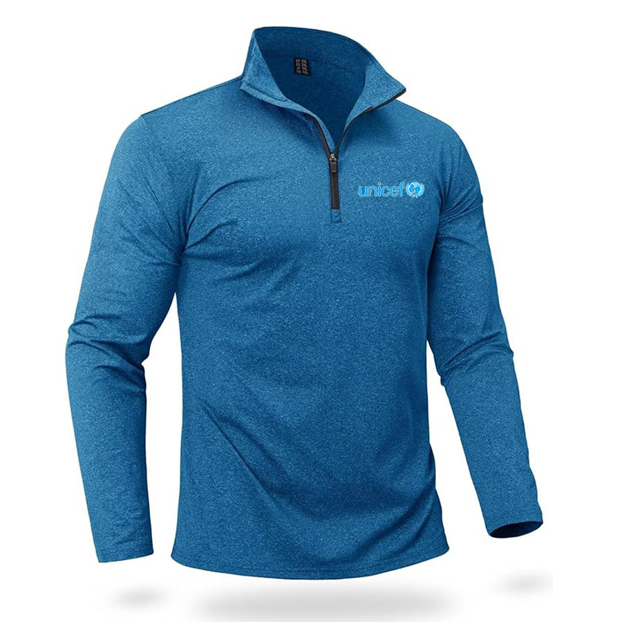 Men's UNICEF Quarter Zip Pullover Premium Fleece Lined Heather Long Sleeve Golf Shirts Midweight 1/4 Half Zip Sweatshirts
