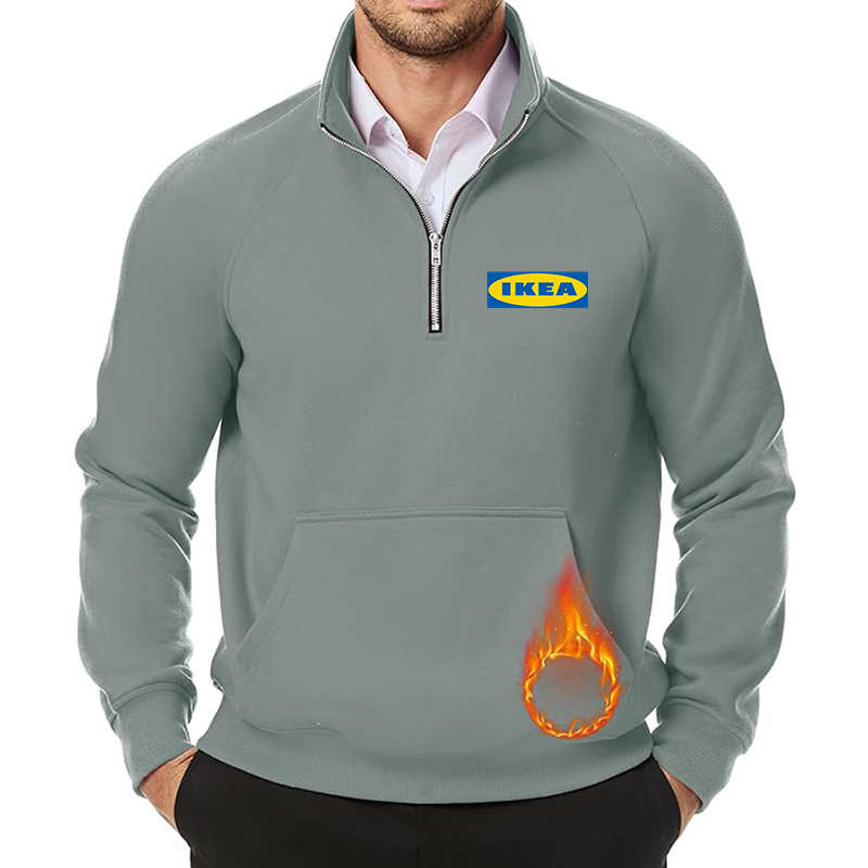 Men's IKEA JMIERR  Quarter Zip Pullover Heavy Sweatshirts Warm Fleece Sweatshirt Polo