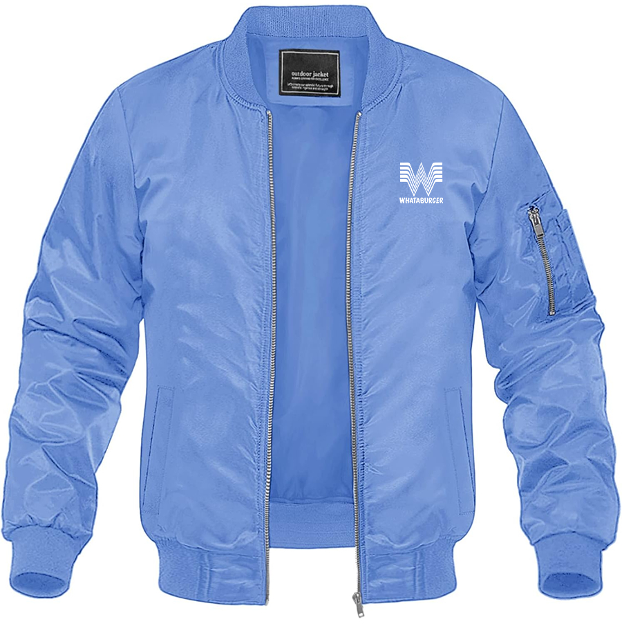 Men's What A Burger Lightweight Bomber Jacket Windbreaker Casual Fall Spring Outdoor Coat
