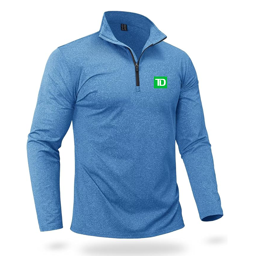 Men's TD Bank Quarter Zip Pullover Premium Fleece Lined Heather Long Sleeve Golf Shirts Midweight 1/4 Half Zip Sweatshirts
