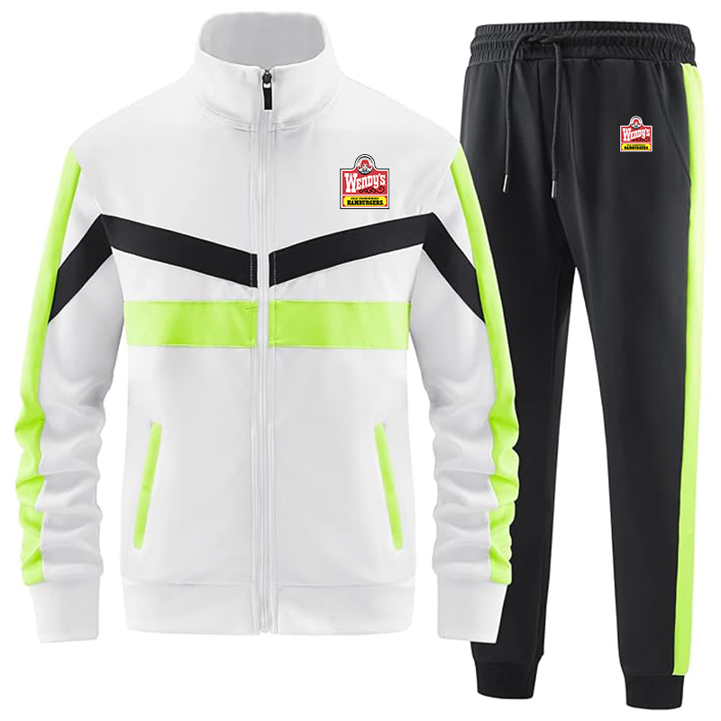 Men's Wendy's  Casual 2 Piece Tracksuit Sets Long Sleeve Full Zip Jacket and Sweatpants Sport Outfits Sweatsuits