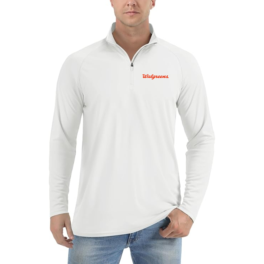 Men's Walgreens  Lightweight Quarter-Zip Athletic Shirt Long Sleeve Performance Wear