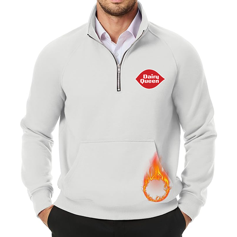 Men's Dairy Queen JMIERR  Quarter Zip Pullover Heavy Sweatshirts Warm Fleece Sweatshirt Polo