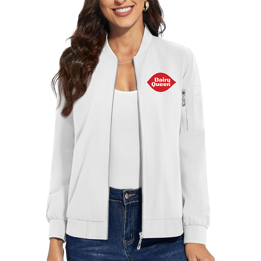 Women's Dairy Queen Premium Bomber Jacket with Polished Detailing and Functional Sleeve Pocket Modern Luxury Outerwear