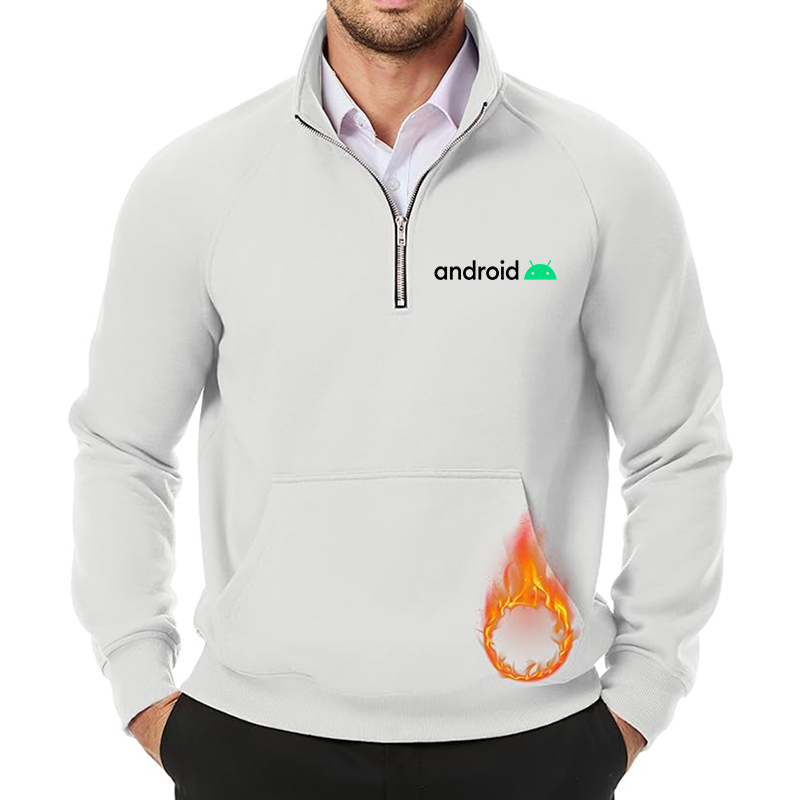 Men's Android  JMIERR  Quarter Zip Pullover Heavy Sweatshirts Warm Fleece Sweatshirt Polo