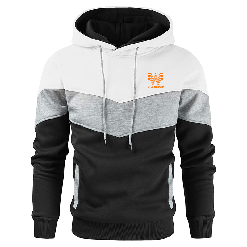 Men's What A Burger Gesean Novelty Color Block Pullover Fleece Hoodie Long Sleeve Casual Sweatshirt with Pocket