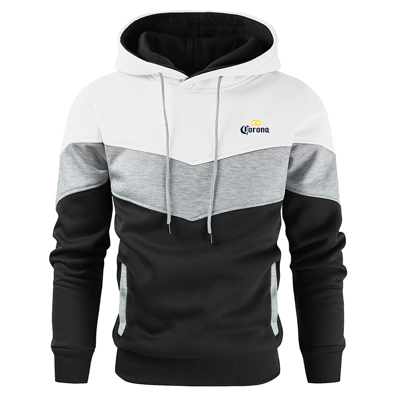 Men's Corona Gesean Novelty Color Block Pullover Fleece Hoodie Long Sleeve Casual Sweatshirt with Pocket