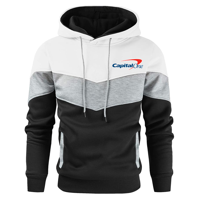 Men's Capital One Gesean Novelty Color Block Pullover Fleece Hoodie Long Sleeve Casual Sweatshirt with Pocket