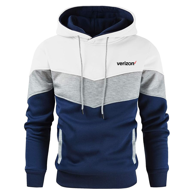 Men's Verizon Gesean Novelty Color Block Pullover Fleece Hoodie Long Sleeve Casual Sweatshirt with Pocket