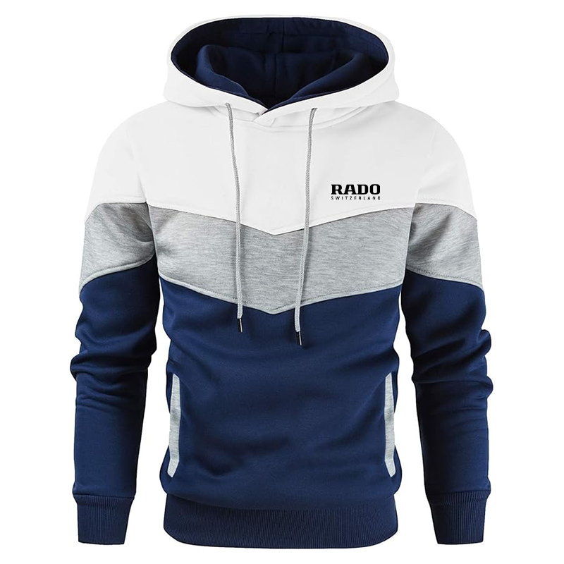 Men's Rado Gesean Novelty Color Block Pullover Fleece Hoodie Long Sleeve Casual Sweatshirt with Pocket