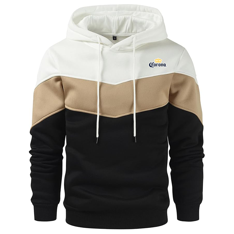 Men's Corona Gesean Novelty Color Block Pullover Fleece Hoodie Long Sleeve Casual Sweatshirt with Pocket