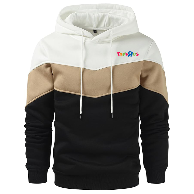 Men's Toys R Us Gesean Novelty Color Block Pullover Fleece Hoodie Long Sleeve Casual Sweatshirt with Pocket